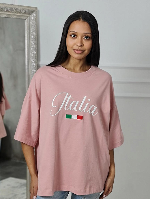Футболка Barbara Alvisi "ITALIA" пудра 