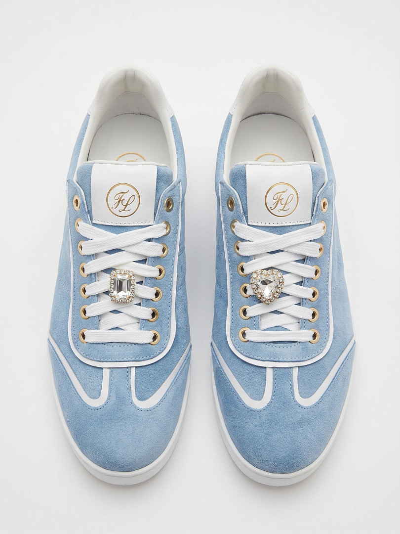 Кеды FEDERICA LANCIONI с украшением сердце замшевые голубые, фотография №5