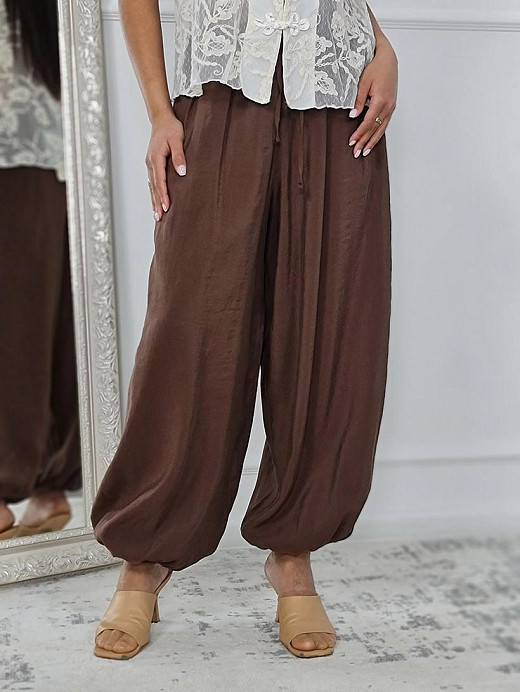 Брюки-алладины Souvenir на резинке шоколад 