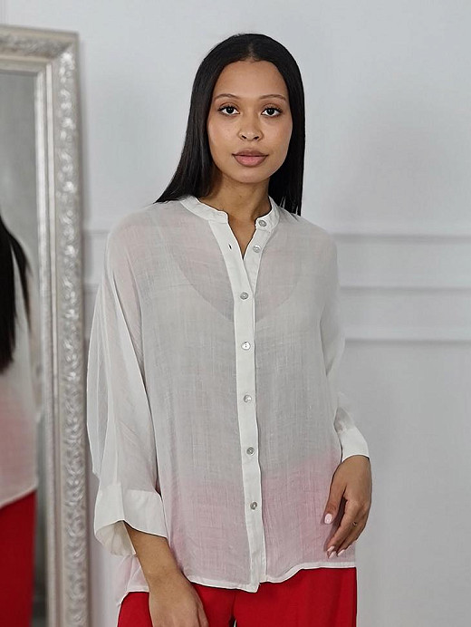 Рубашка MIHOs полупрозрачная без ворота кремовая