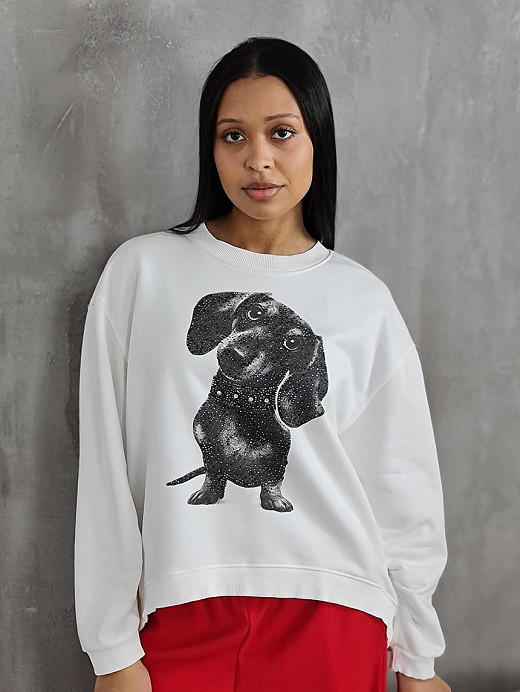 Свитшот Mitica&Co. с принтом "такса" белый