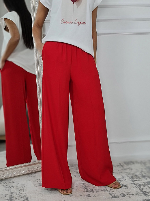 Брюки Imperial ткань холодок на резинке красные 