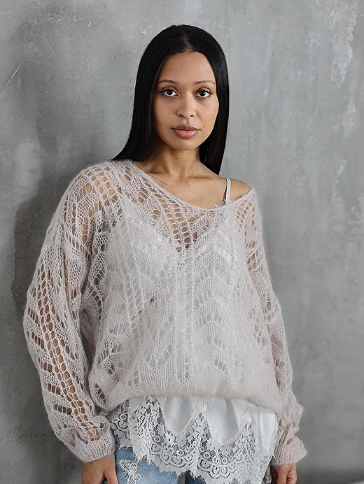 Джемпер Silk new v вырез мохер бежевый