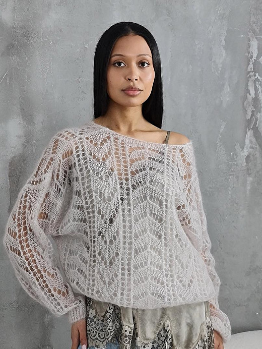 Джемпер Silk new v вырез мохер песочный