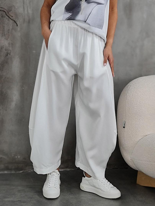 Брюки MIHOs тонкие багги белые 