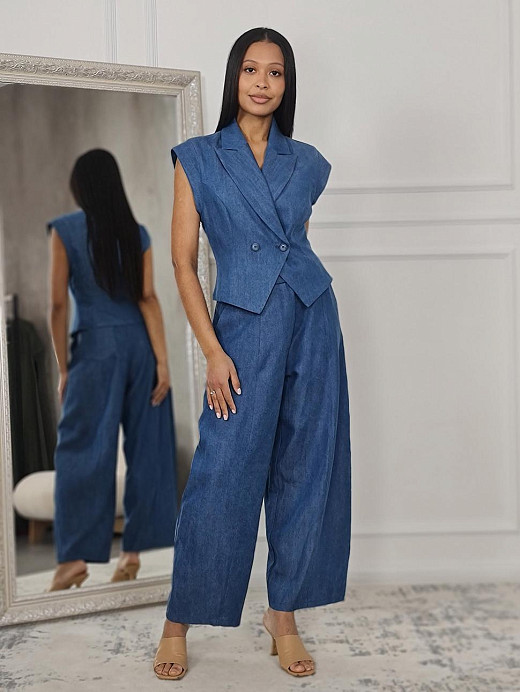 Костюм Imperial под джинсу жилет и брюки синий 