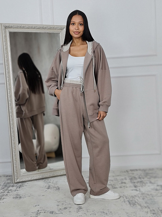 Костюм Imperial спорт зип худи и брюки с двойной резинкой тауп