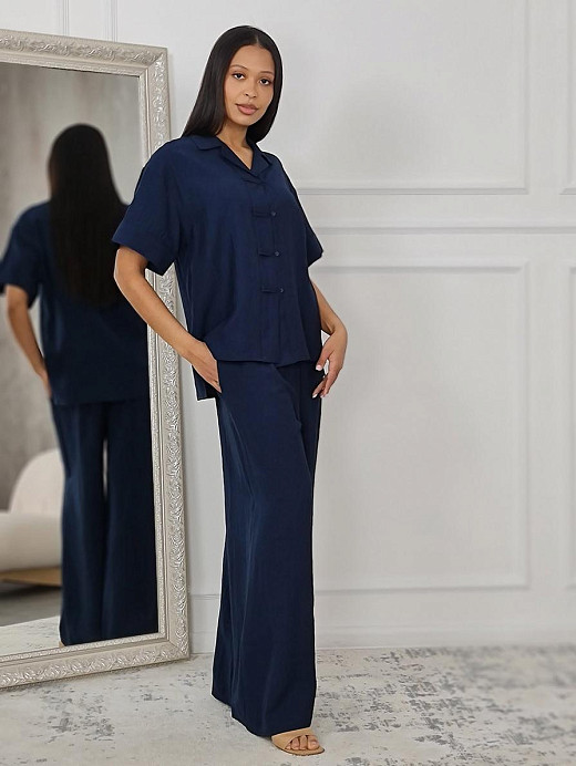 Костюм Please блуза и брюки синий