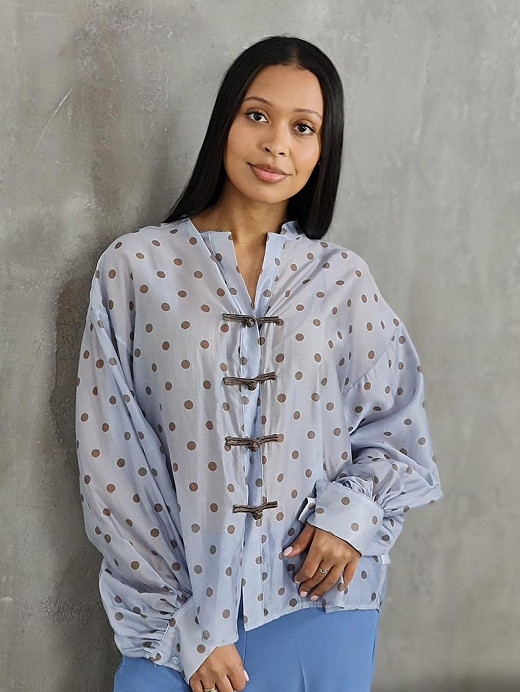 Блузка MIHO'S в горошек голубая