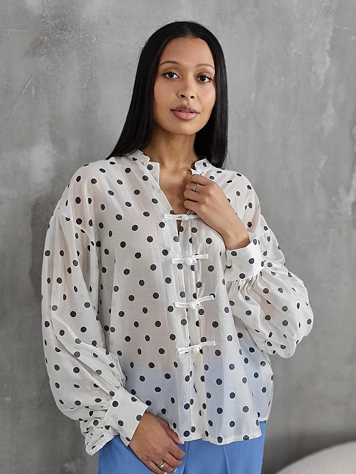 Блузка MIHO'S в горошек молочная