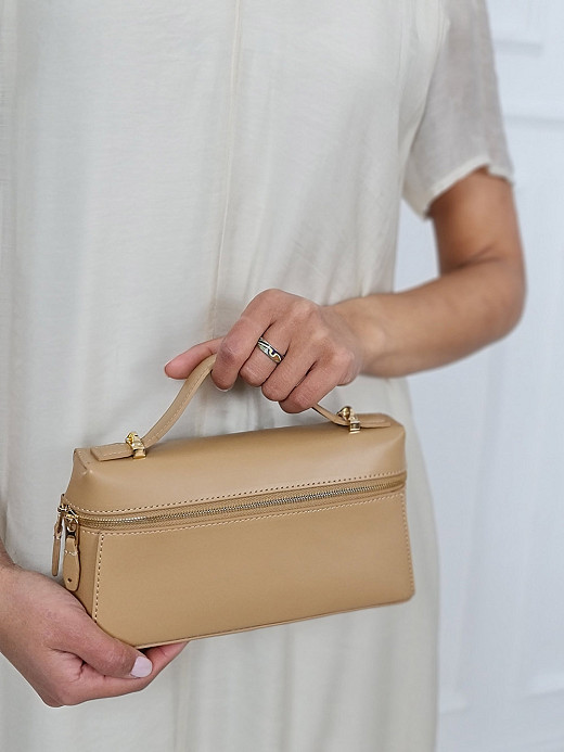 Сумка мини с сплошной молнией бежевая