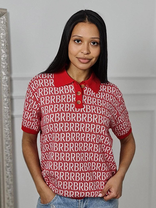 Поло Barbara Alvisi с буквами красное 