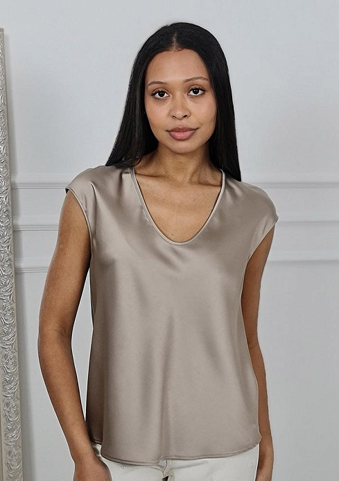 Топ Imperial атласный без рукавов кофейный