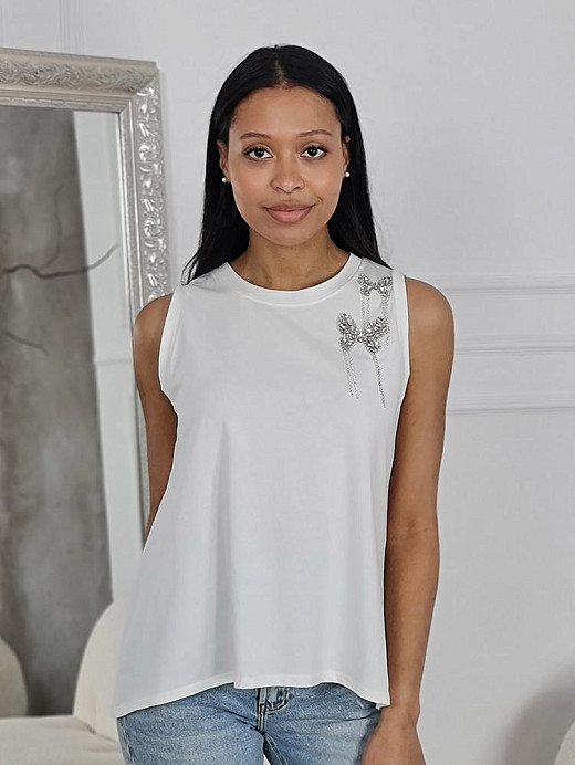 Топ Mitica&co с бабочками из страз белый