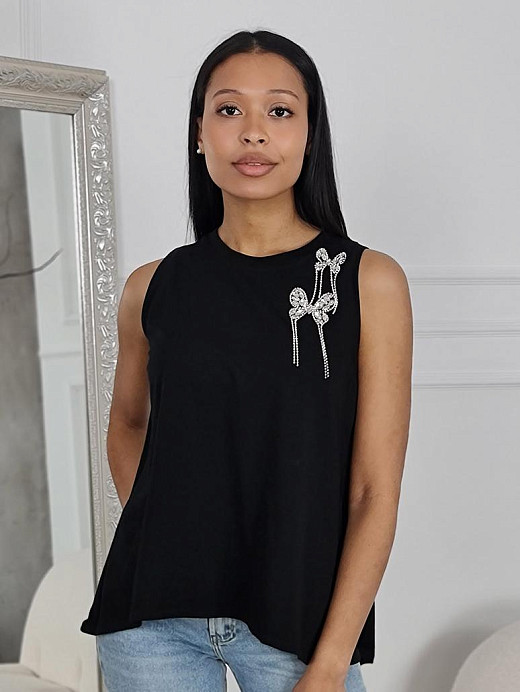 Топ Mitica&co с бабочками из страз черный