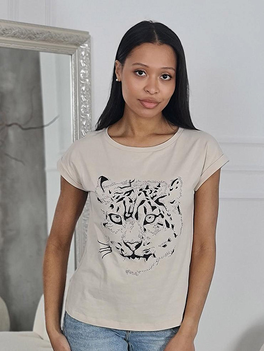 Футболка PAQUITO с принтом тигра кремовая