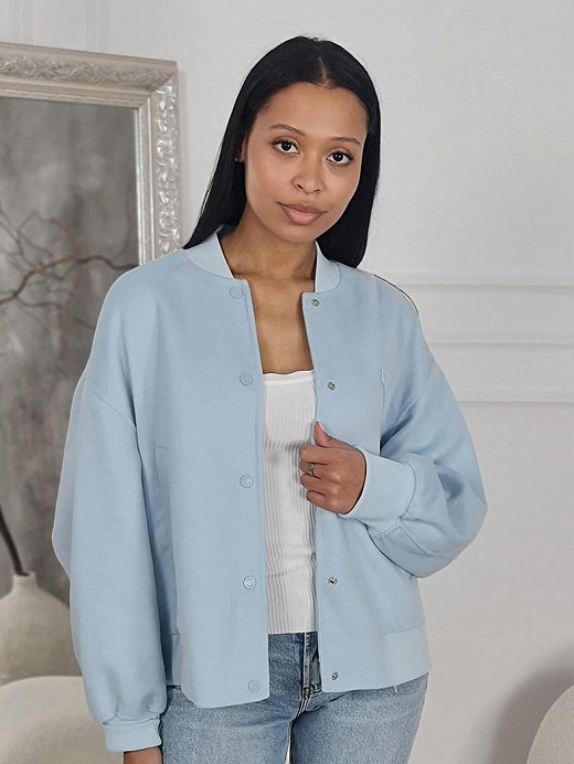 Бомбер Vicolo на кнопках с буквой v голубой 