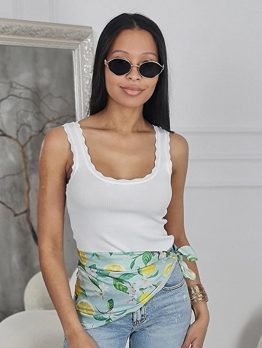 Платок с лимончиками голубой 