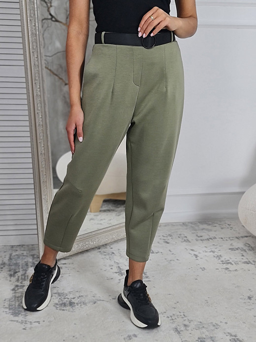 Брюки Imperial  с черным ремнем оливковые