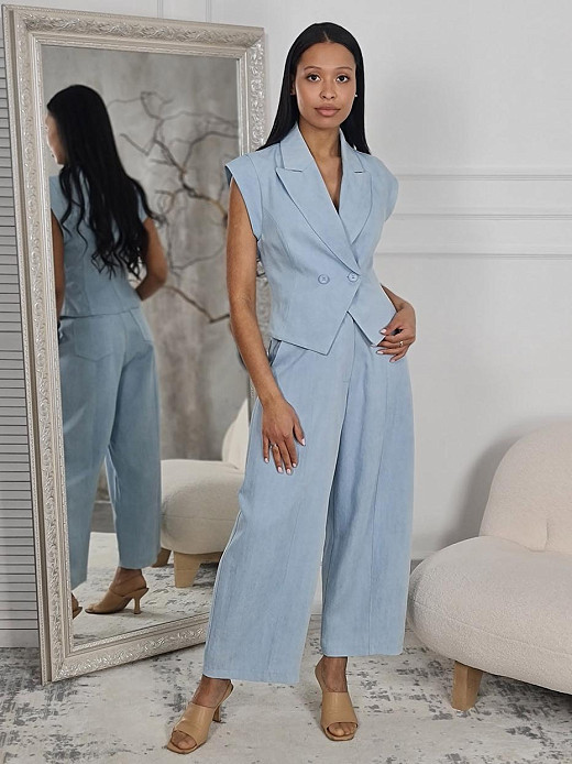 Костюм Imperial под джинсу жилет и брюки голубой 