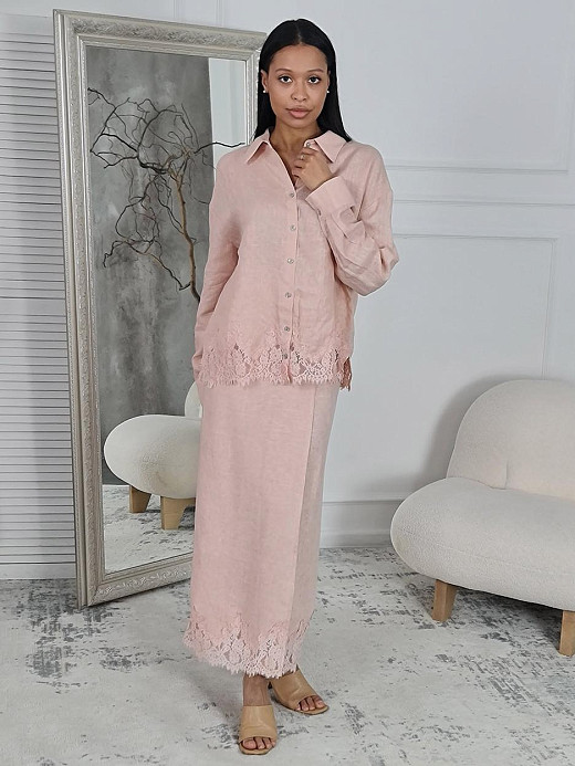 Рубашка Atelier Emi с кружевом пудра