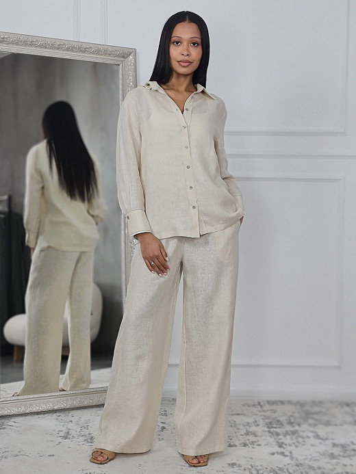 Брюки Atelier Emi с декорм на лампасах шампань