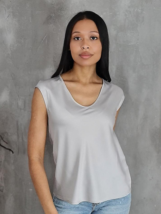 Топ Imperial атласный без рукавов жемчужно-серый