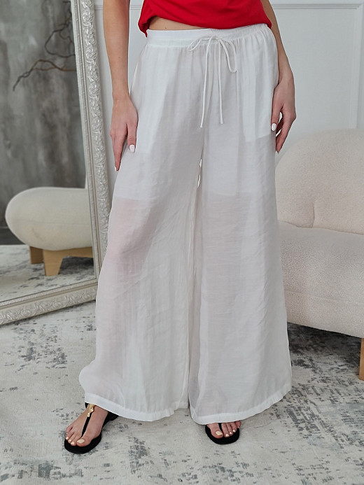 Брюки MIHOs прозрачные с шортиками внутри белые 