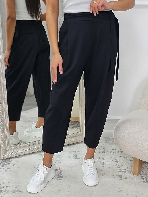 Брюки Imperial с поясом на пуговицах черные 