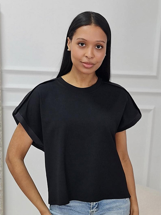 Футболка Imperial с атласной окантовкой черная 