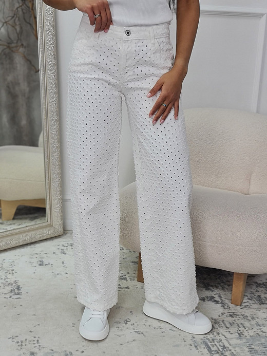 Джинсы Please с перфорацией белые 