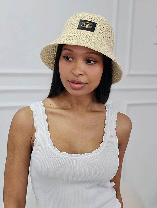 Панама с вставкой кремовая