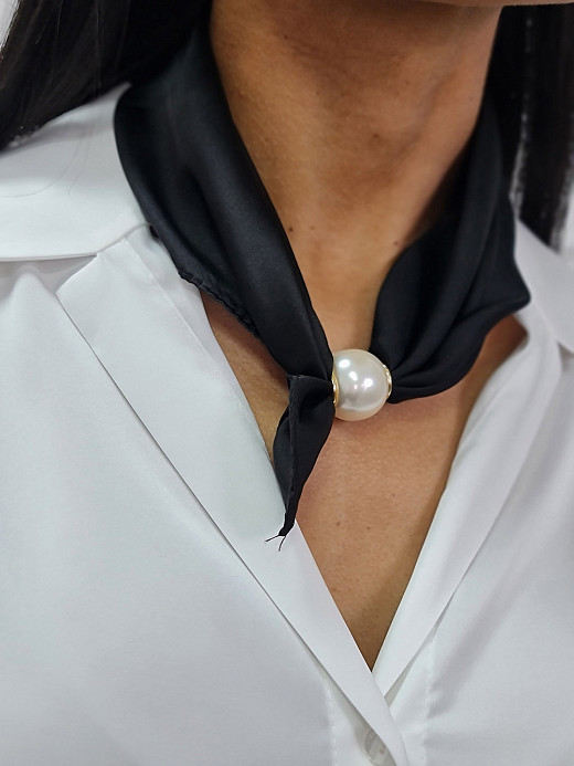 Украшение-аксессуар на шею с жемчужинкой черное  