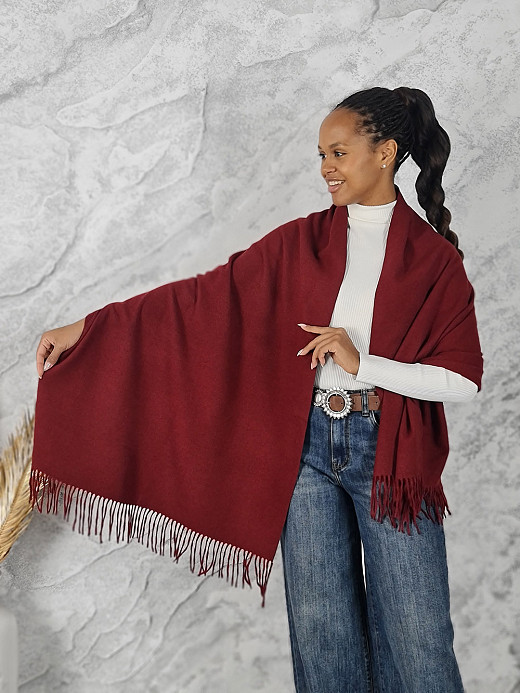 Палантин Vane.dy с бахрамой винный