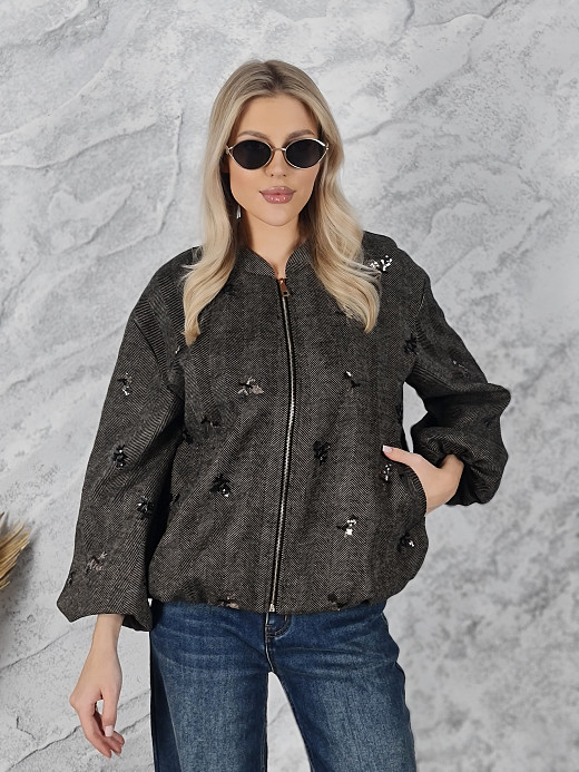 Бомбер CLOTHÉ с пайетками шоколад