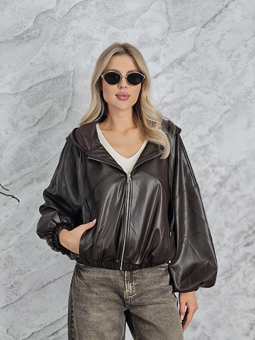 Бомбер Imperial с капюшоном шоколад