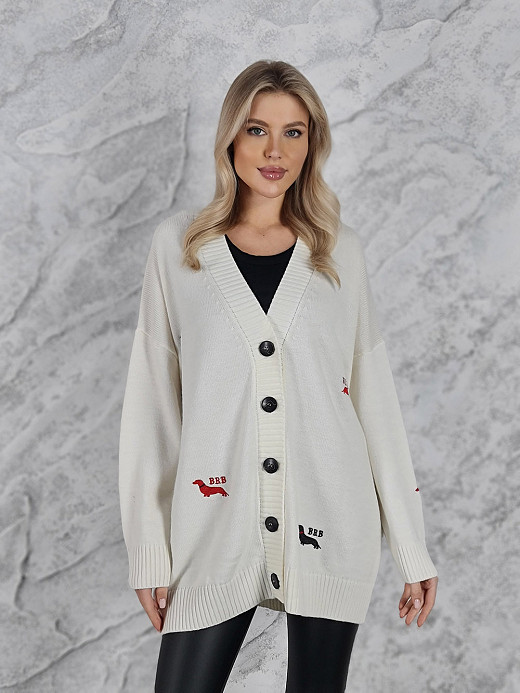 Кардиган Barbara Alvisi удлиненный таксы молочный