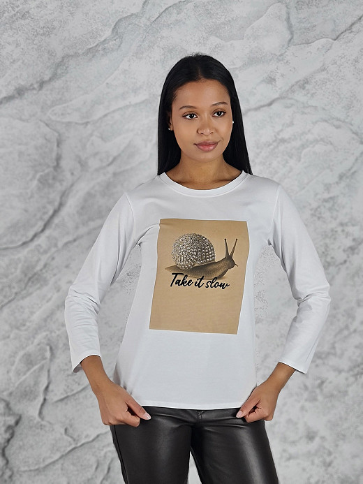 Лонгслив Mitica&Co. принт улитка белый