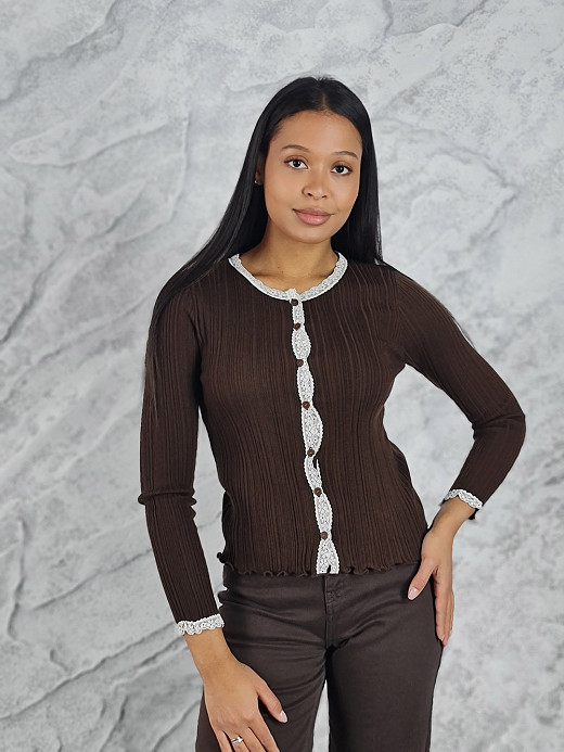 Кардиган ELSA.M с кружевом шоколад