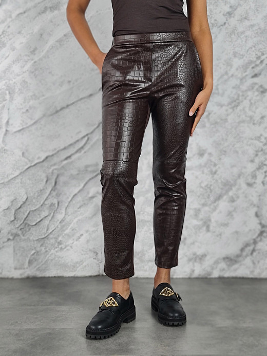Брюки Paquito комбинированные экокожа шоколад