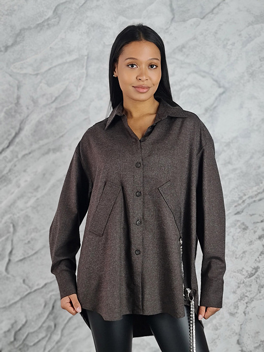 Рубашка Imperial плотная удлиненная шоколад