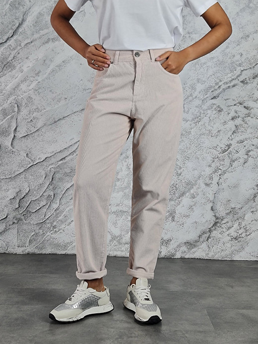 Брюки бананы Almanegra вельветовые бежевые