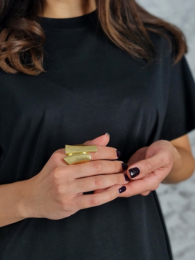 Кольцо YILI ACCESSORI золотистое, фотография №2