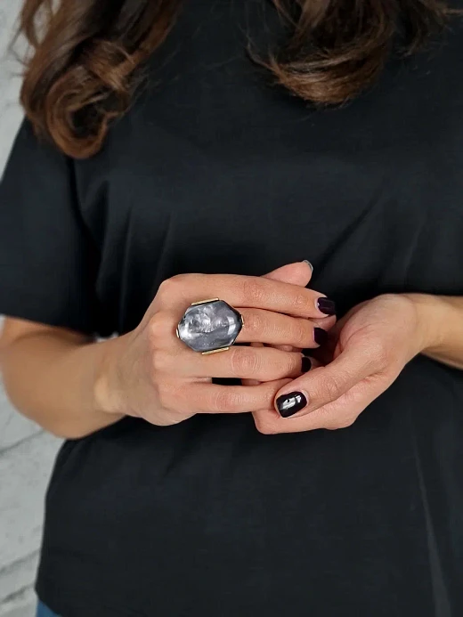 Кольцо YILI ACCESSORI с камнем фиолетовое