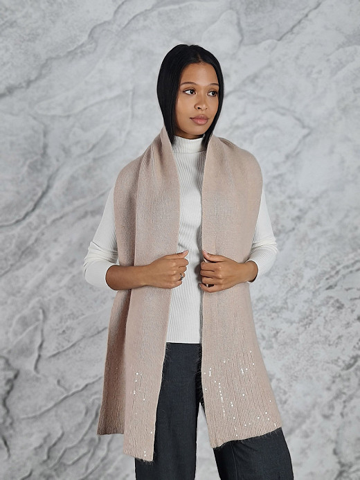 Шарф Alex Max с пайетками бежевый