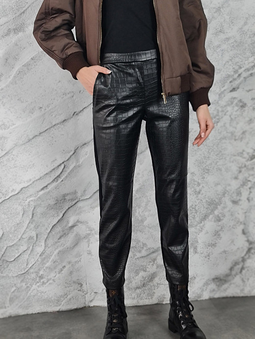 Брюки Paquito комбинированные экокожа черные