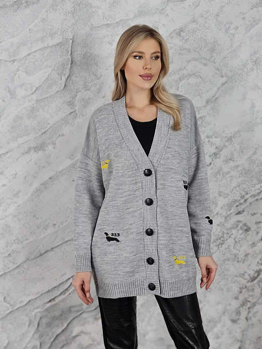Кардиган Barbara Alvisi удлиненный таксы серый