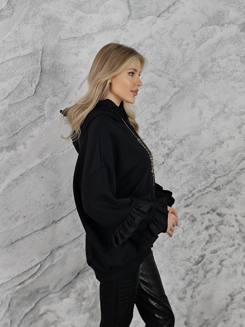 Imperial худи с рюшами и золотыми цепочками черное, фотография №2