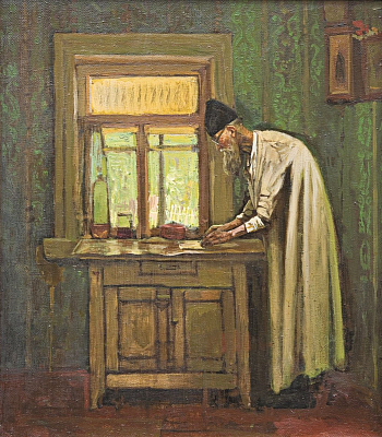 За изготовлением просфор. Картина художника Н.Ю. Анохина. 1992 г.