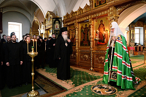 Святейший Патриарх Кирилл совершил всенощное бдение в Спасо-Преображенском соборе Валаамского монастыря